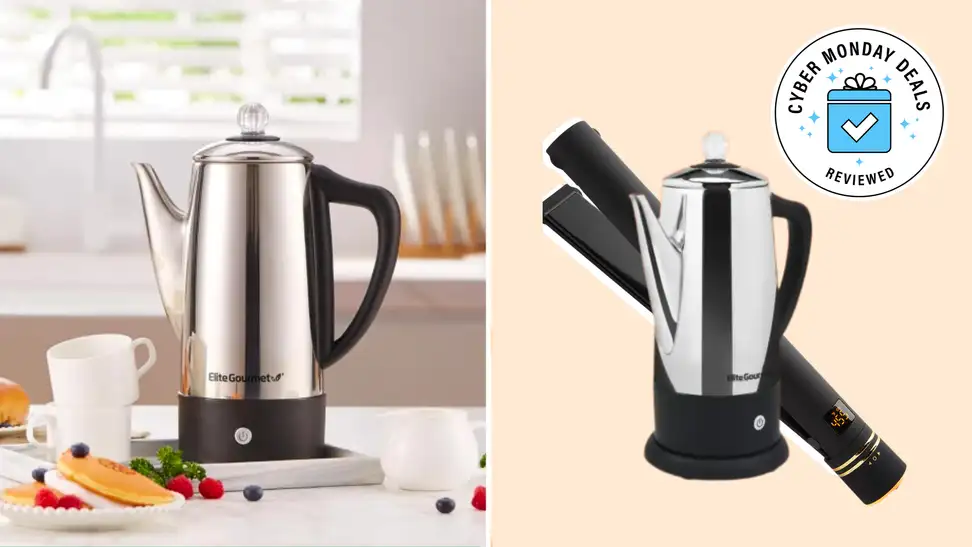 Two shots of a coffee percolator.