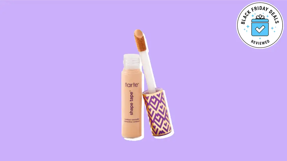 Photo of Tarte Shape Tape Concealer against a purple lavender background.