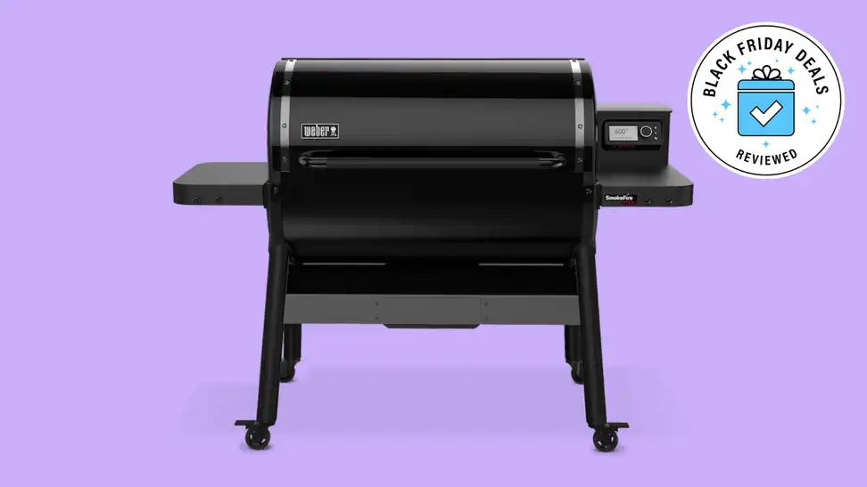 An image of a black, pellet-fed Weber Grill.