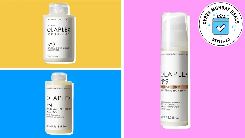 Three Olaplex products in a collage.
