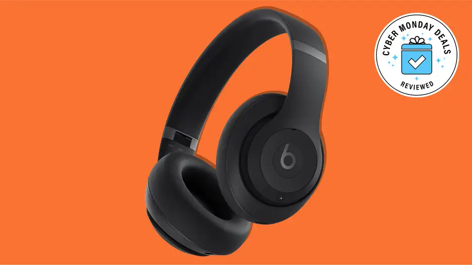 Beats Studio Pro Cyber Monday deal on an orange background.