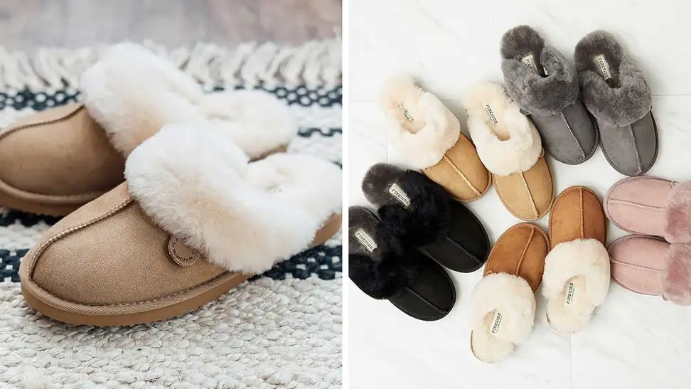 Dearfoams Women's Fireside Sydney Shearling Fur Indoor/Outdoor Scuff Slipper