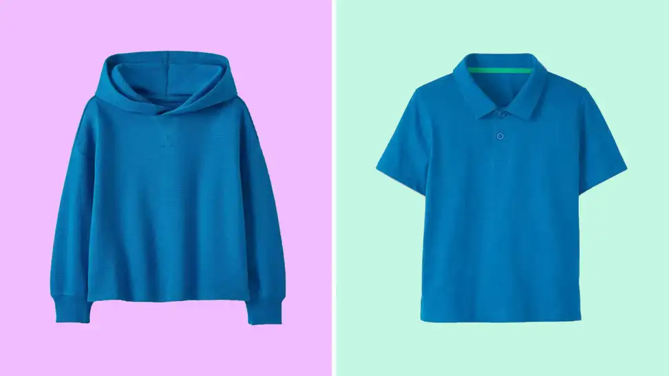 A colorful collage with Hanna Andersson polos and hoodies.