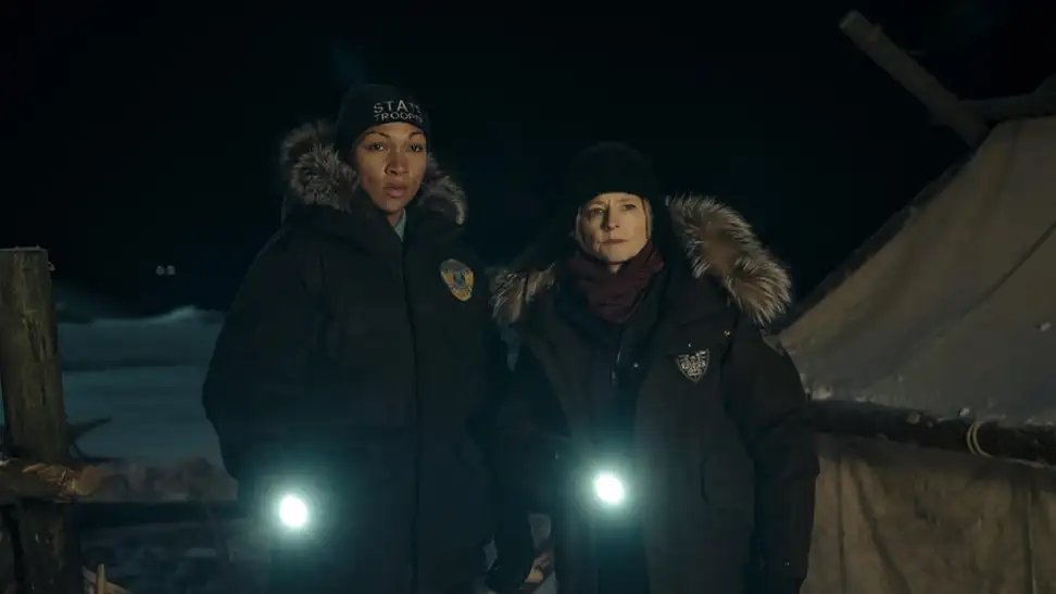 Kali Reis, left, and Jodie Foster, right, in a scene from "True Detective: Night Country."