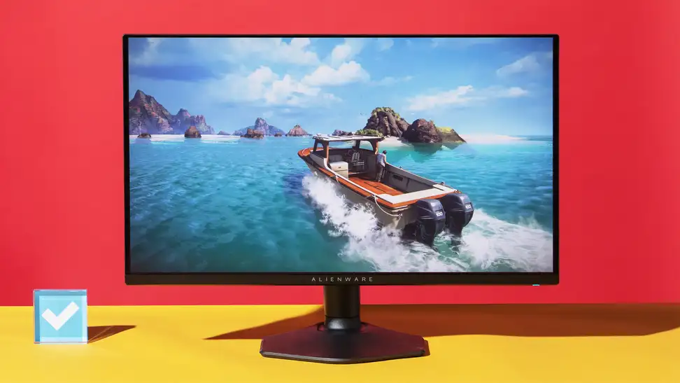 The Alienware AW2725DF, an OLED monitor with a game on screen