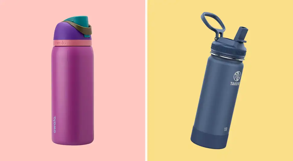 Left: Owala FreeSip Water Bottle; Right: Takeya Actives Water Bottle