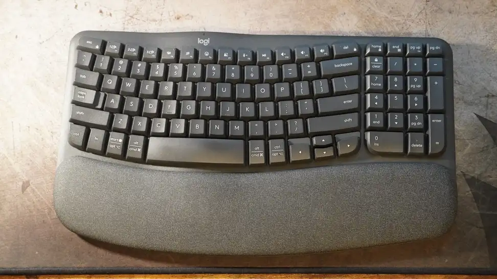 Top down shot of the Logitech Wave Keyboard.