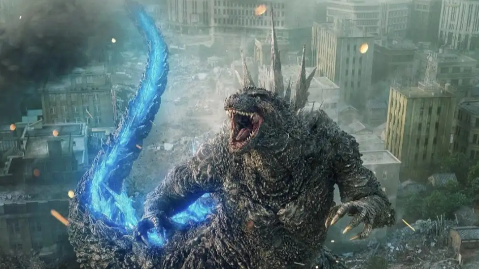A screenshot from the movie "Godzilla Minus One."