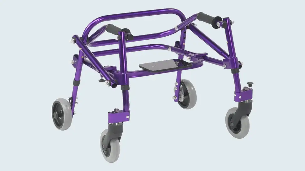 Purple Nimbo 2G walker on a light blue background