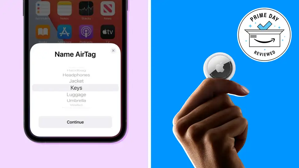 Images of Apple AirTags in use.