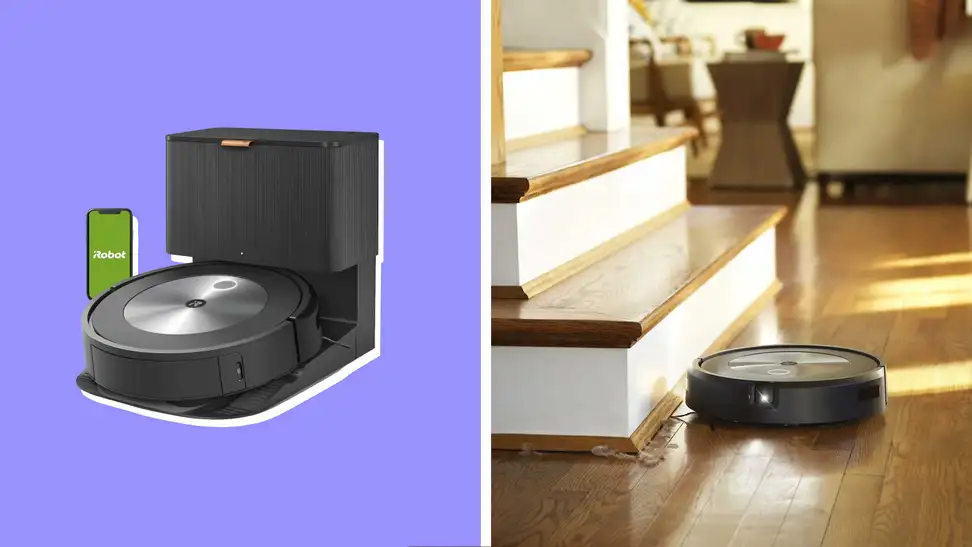 The iRobot Roomba j7+'s dock in a living room
