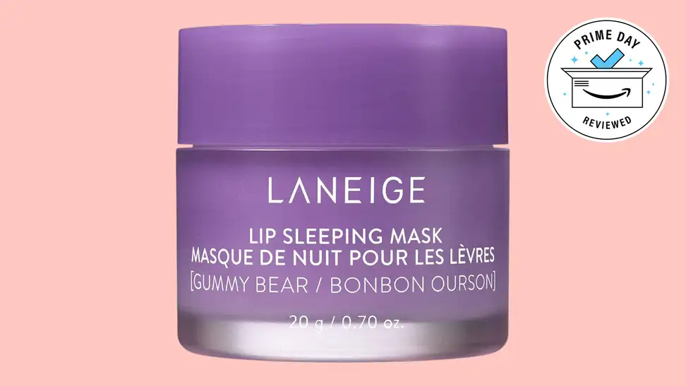 Laneige Lip Sleeping Mask on a pink background.
