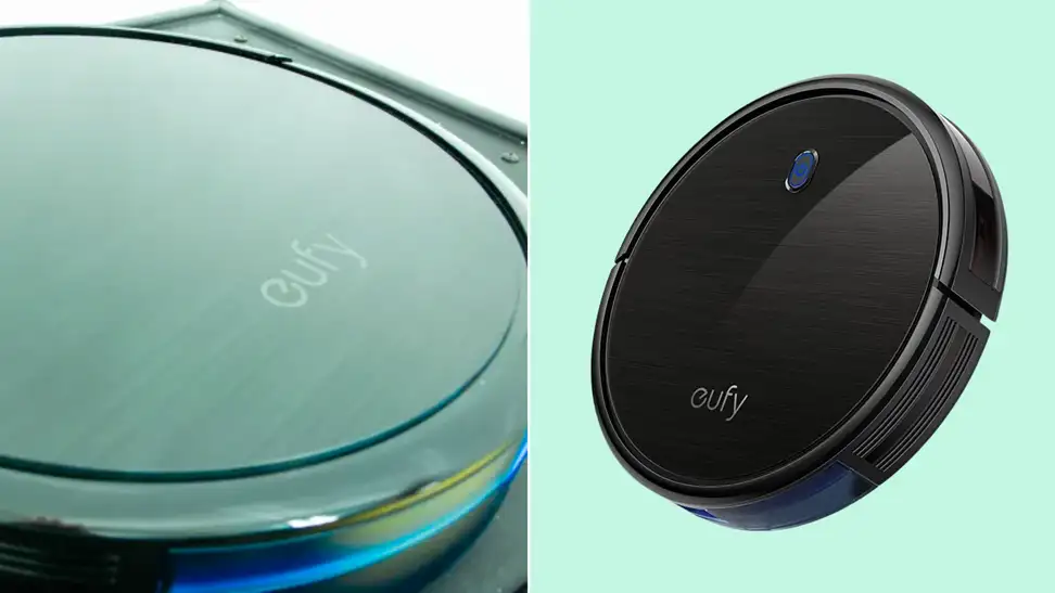 Two images of the Eufy RoboVac 11S.