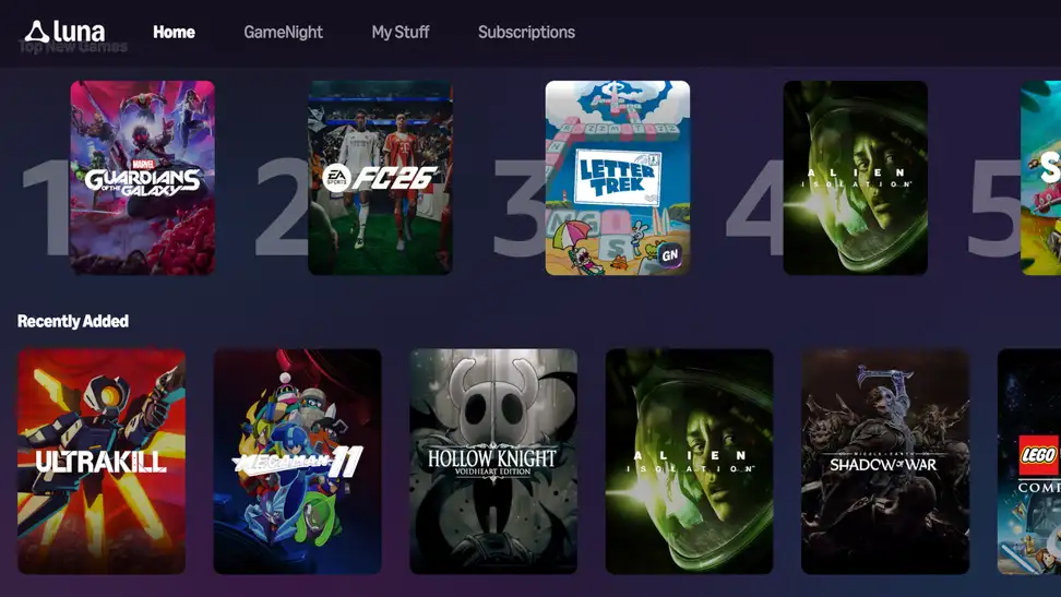A screen capture of Amazon Luna website