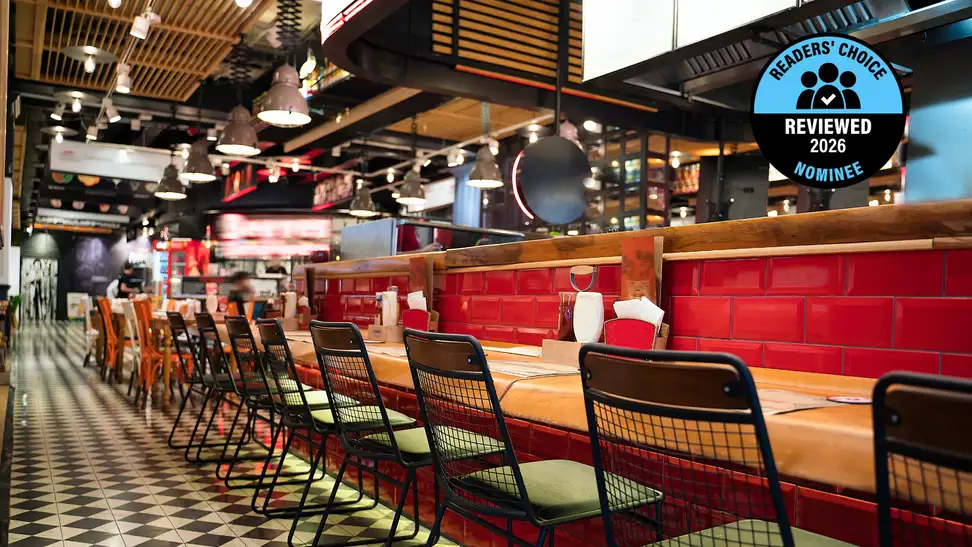 A shiny restaurant dining room