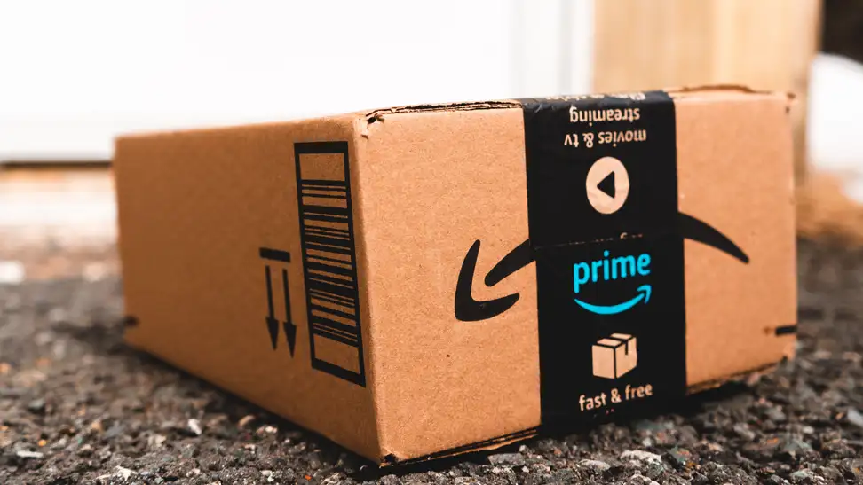 Amazon Prime box sitting in the dirt