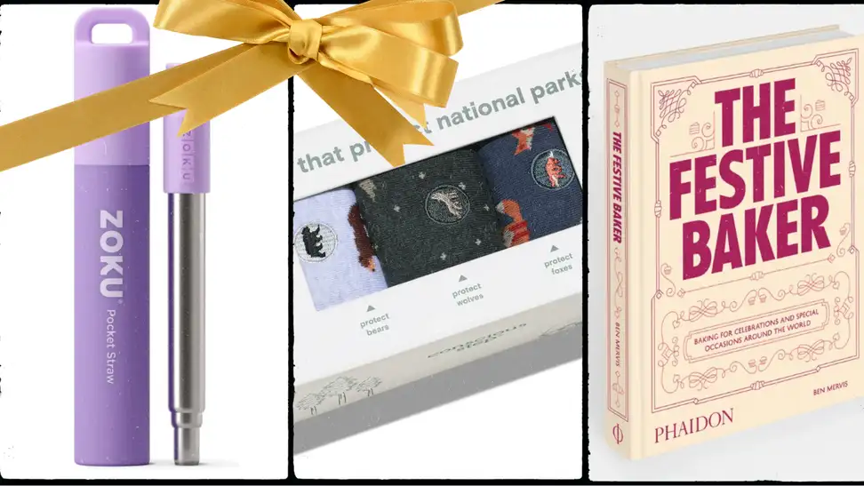 Three of our favorite under $50 gifts: A straw, socks, and a cookbook