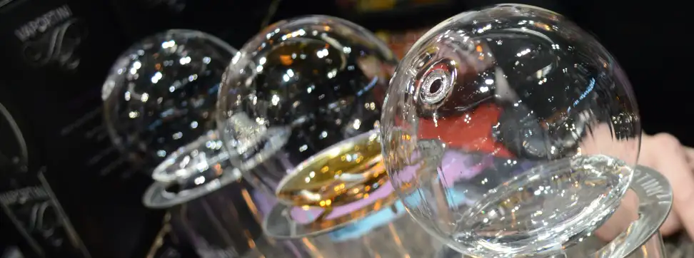 An array of spirits in Vaportini glasses.