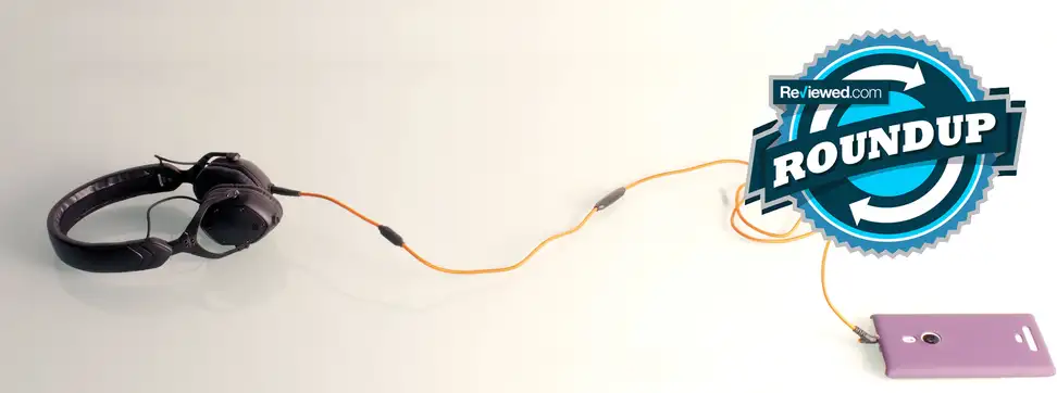 The VModa XS headphones with the Reviewed.com Weekly Roundup logo.