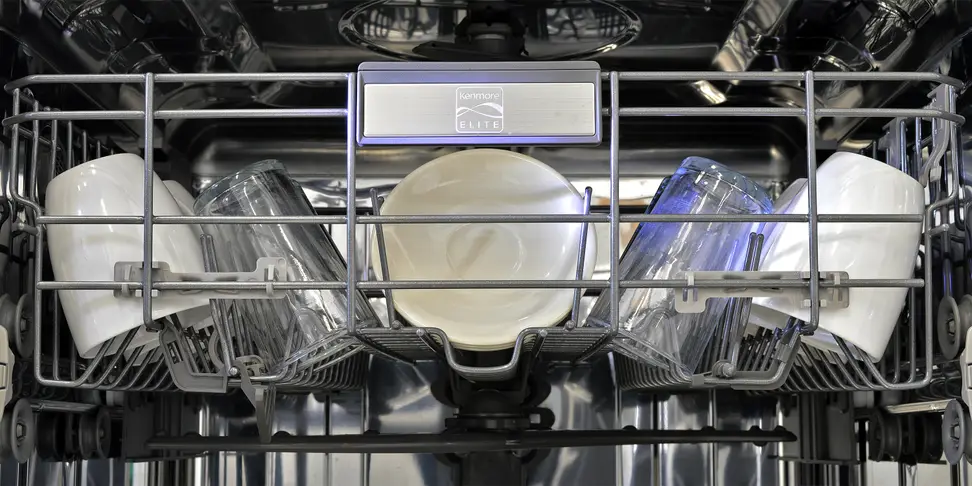 Kenmore Elite 14743 top rack and Kenmore Elite logo