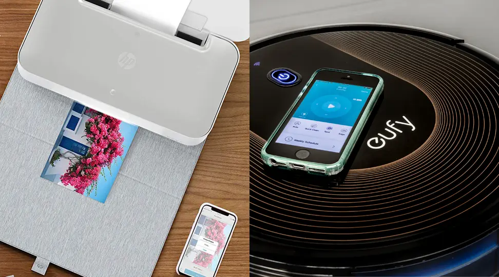 HP Tango Smart Printer and the Eufy BoostIQ RoboVac 30C