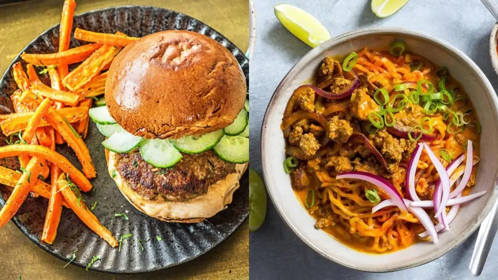 Hello Fresh meal next to a Sun Basket meal.