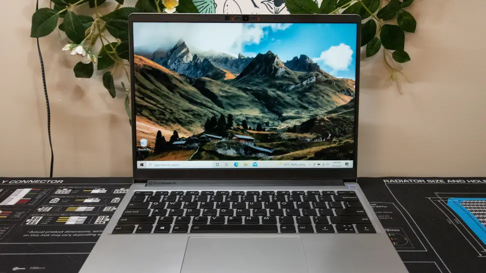 Laptop open on a desk