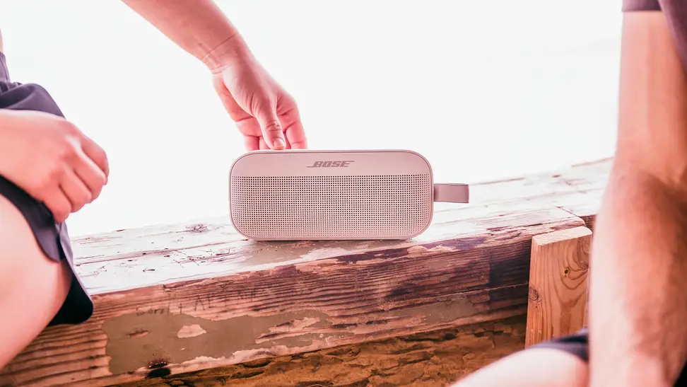 The Bose SoundLink Flex sitting outside