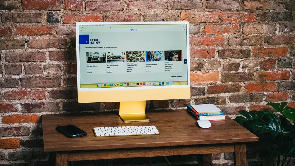 Photo of Apple's M1 iMac all-in-one desktop computer.
