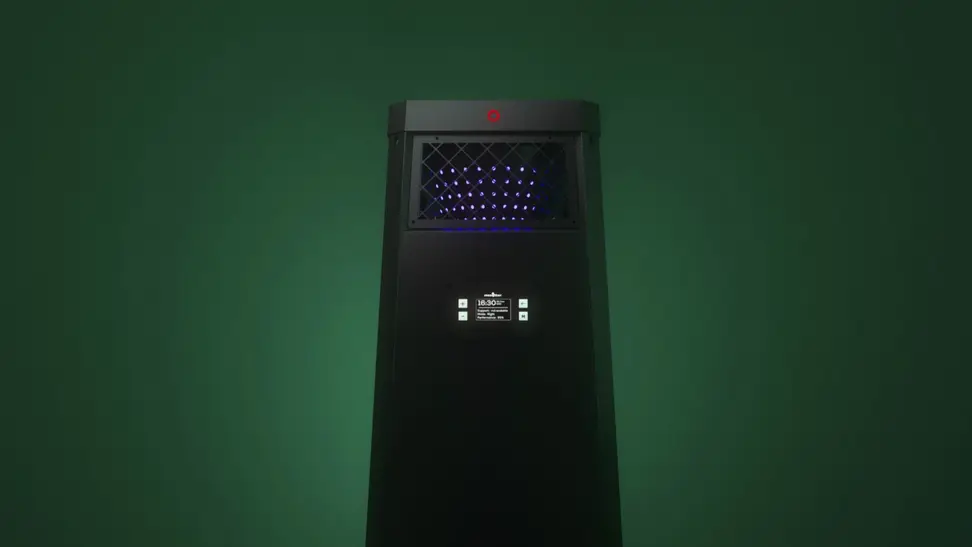 Single shot of the Mosqitter device against a green background.