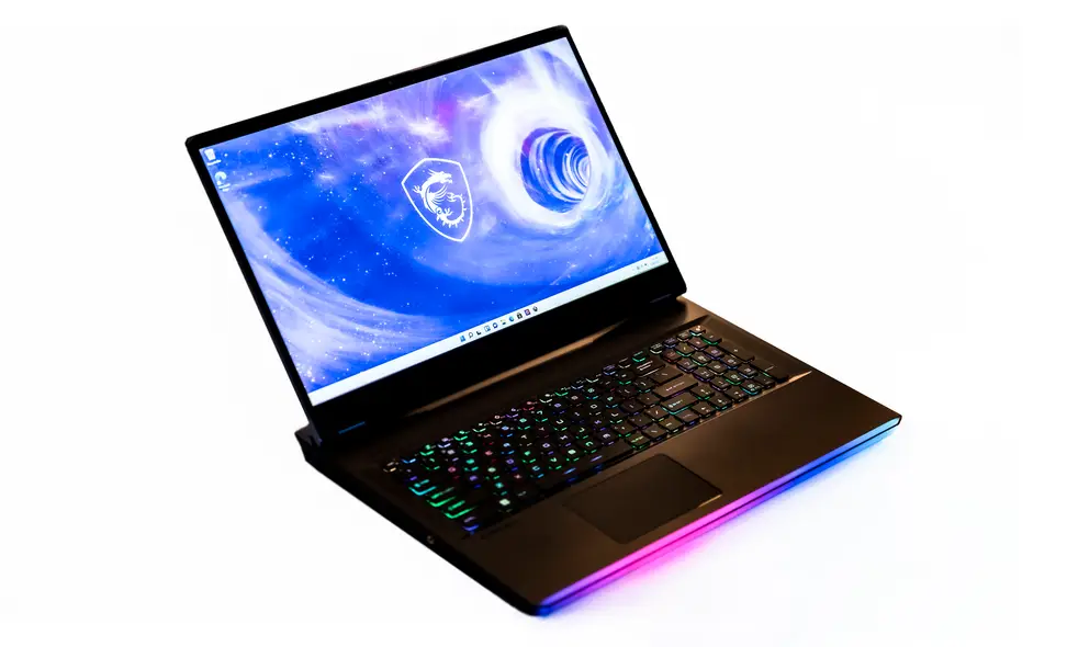 An open and powered on laptop