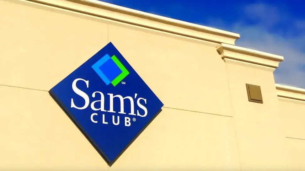 Outside sign of Sam's Club superstore.