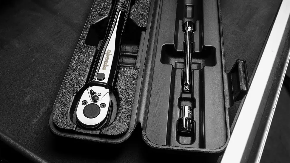 Photo of an EPAuto torque wrench in a black carrying case.