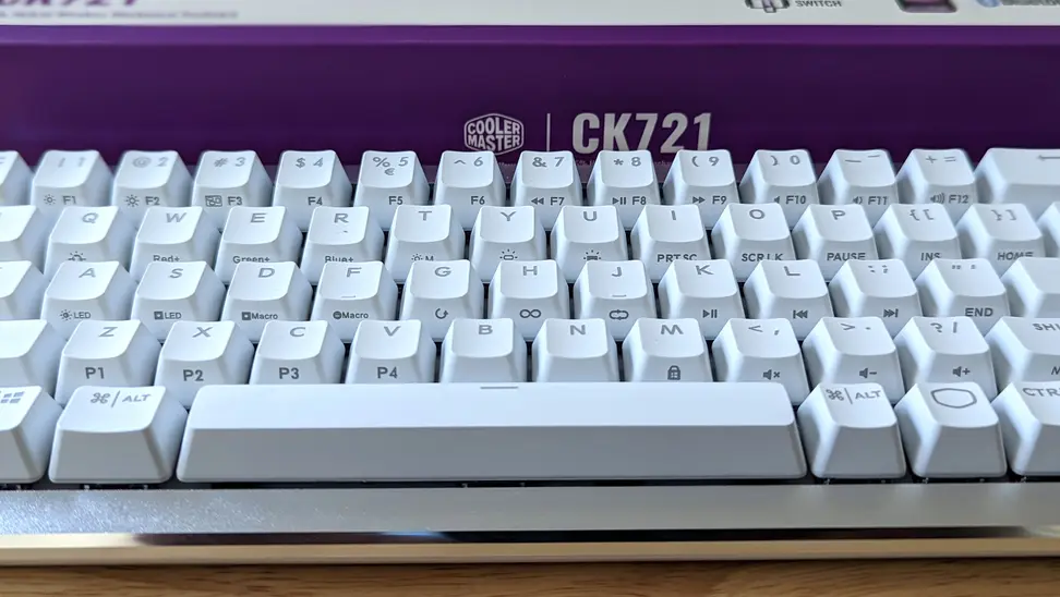A close up of a white keyboard