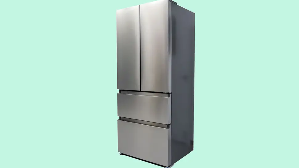 The Hisense HRM145N6AVD French-door Refrigerator sitting in the Reviewed labs.