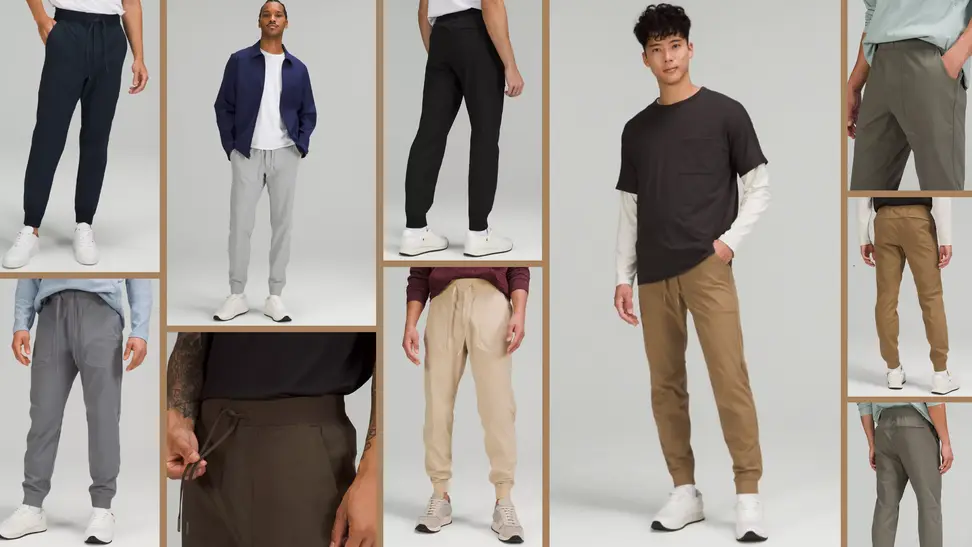 Models showing off Lululemon ABC pants.