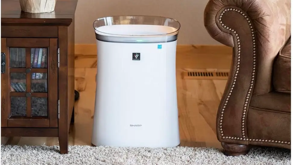 An air purifier in a living room