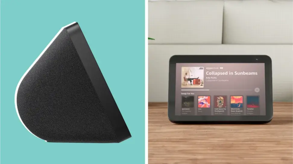 Front of the Echo Show 8 and the side.