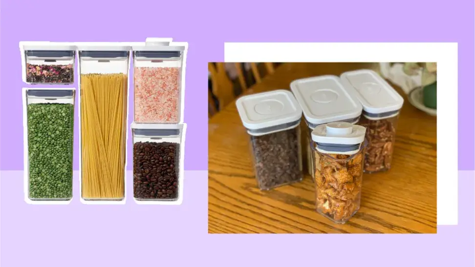 Clear storage containers with food inside.