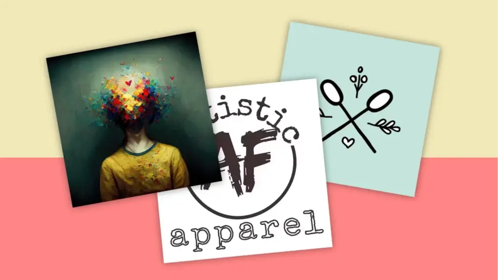 Three business logos from Etsy shops ClofiArt, Autistic AF and Spoonie Sister Shop.