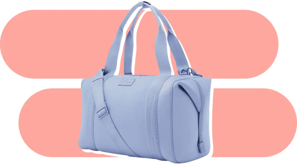 A lavender Dagne Dover Langdon Carryall weekender bag