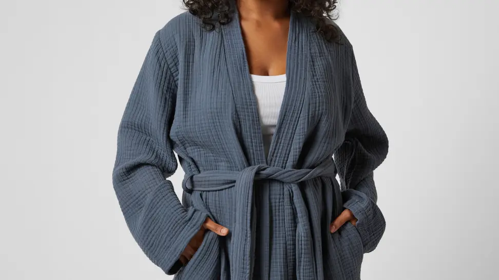 Woman wearing Parachute robe