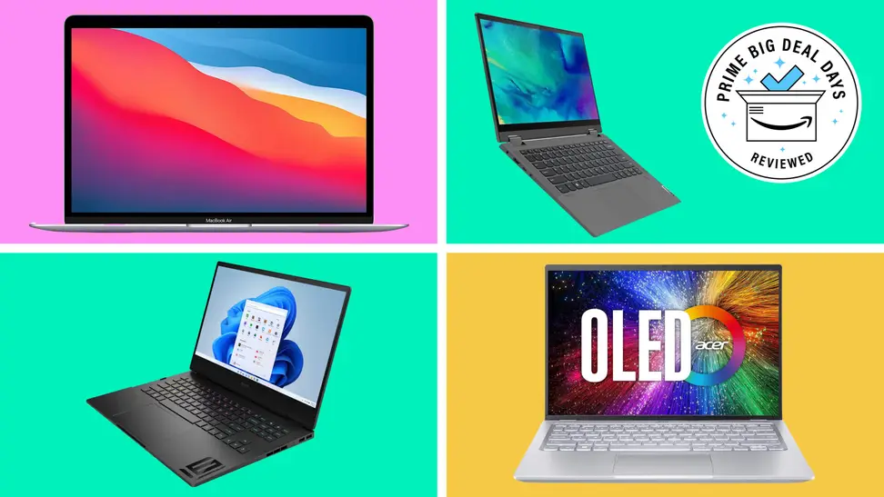 A collage of discounted laptops from Amazon.