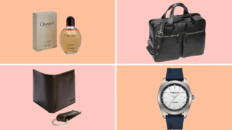 Calvin Klein Obssession, Joseph Abboud pebble bag, Calvin Klein wallet, Kenneth Cole watch