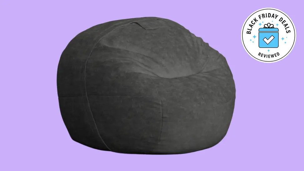 An image of Lovesac's BigOne bean bag chair in gray.