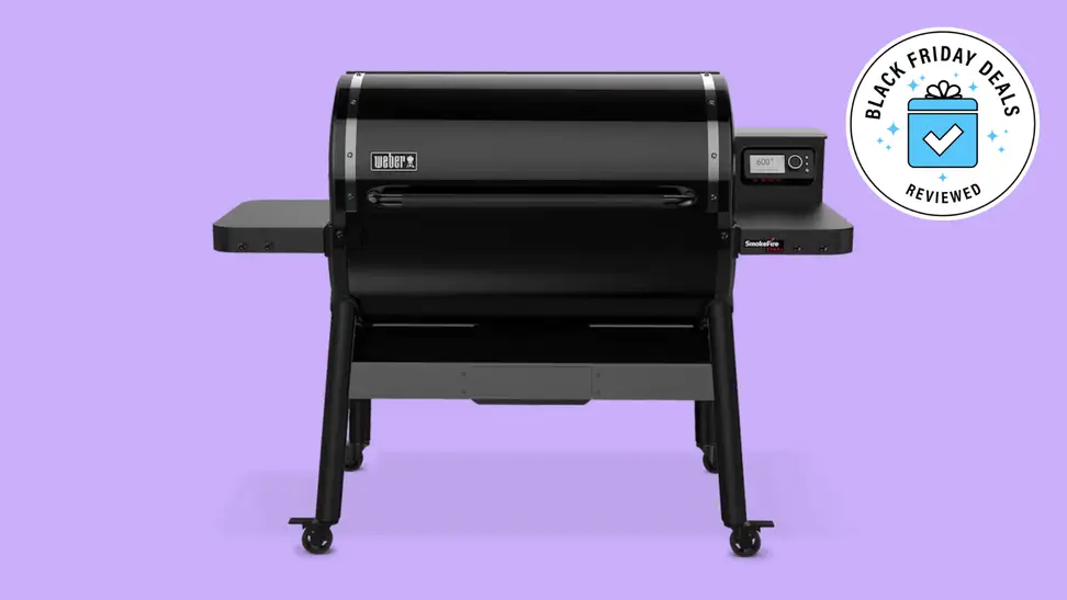 An image of a black, pellet-fed Weber Grill.