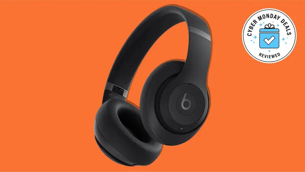 Beats Studio Pro Cyber Monday deal on an orange background.