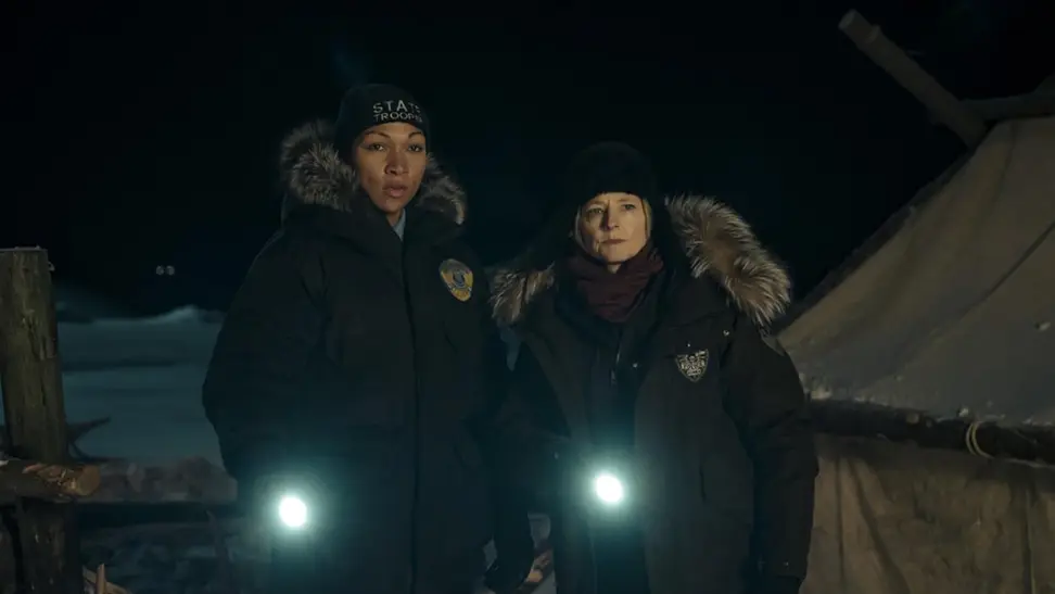 Kali Reis, left, and Jodie Foster, right, in a scene from "True Detective: Night Country."
