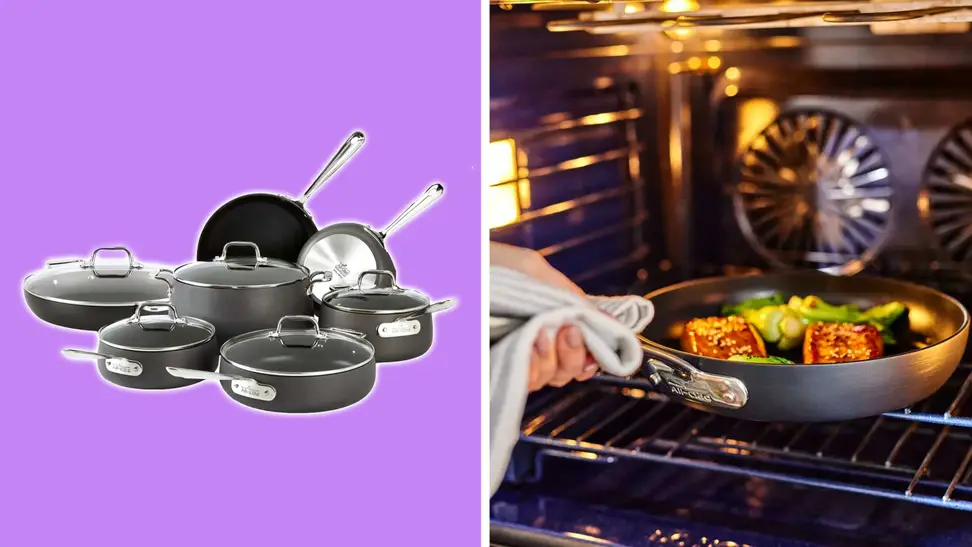 A collage of discounted All-Clad cookware.