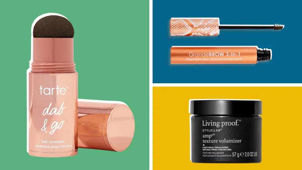 Three beauty products side-by-side, that help prevent hair thinning from alopecia or aging.